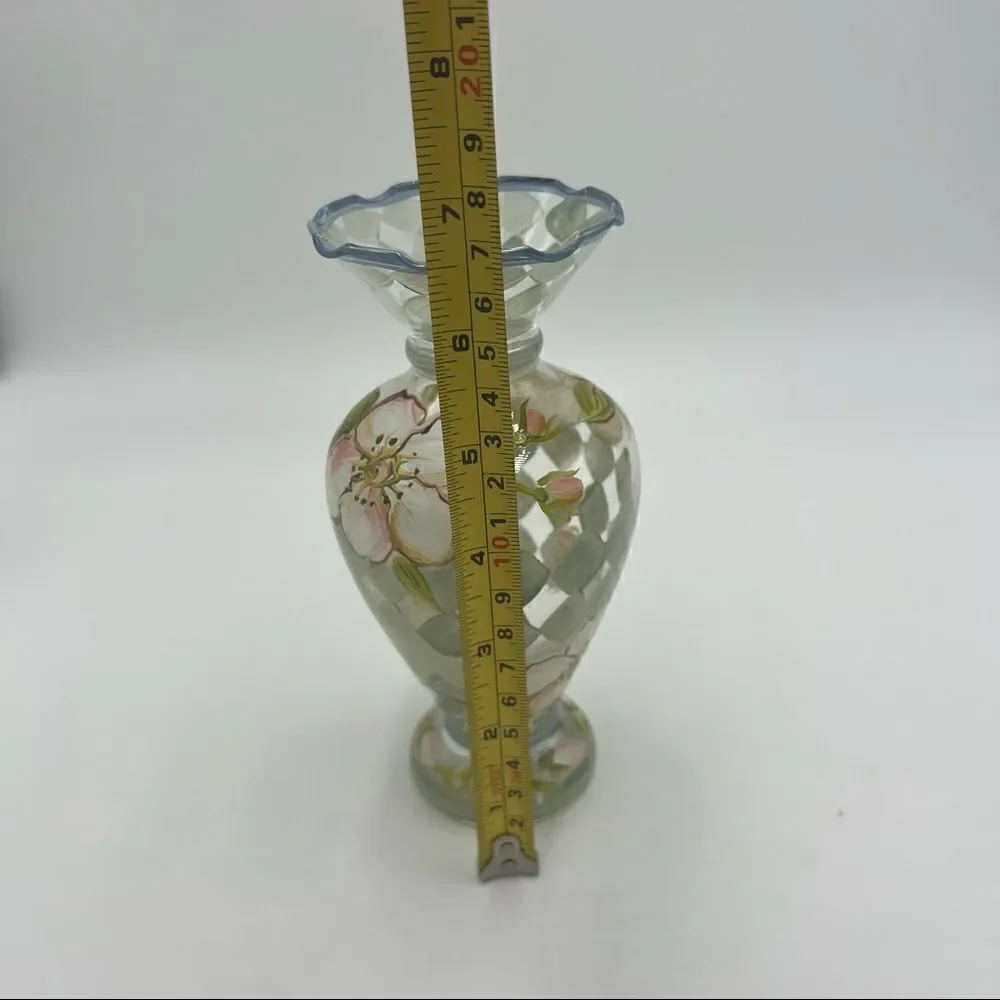 Tracy Porter Small Hand-painted Harlequin and Floral Glass Vase